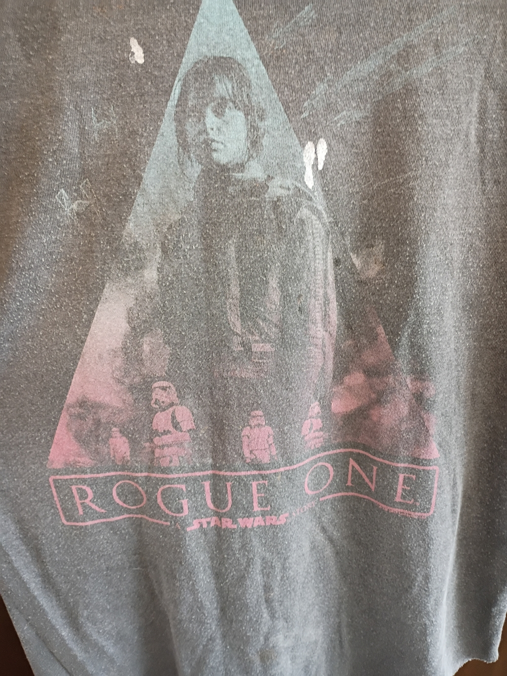 Star Wars Black Tee with Pink & Teal Rogue One Graphic S